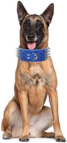 Haoyueer 3 צווארון כלבי עור משובצים משובצים חדים לאימונים, ספורט, הליכה, בינוני, גדול, אקס-גדול, עבור פיטבול,
