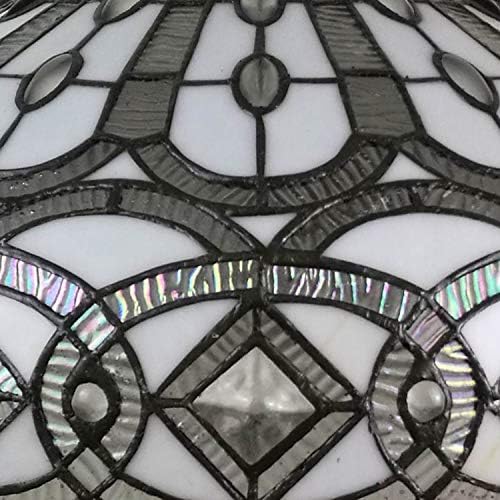 טיפאני סגנון תליית תליון מנורת 16 רחב מוכתם זכוכית לבן תכשיטים חרוזים מהגוני עתיק בציר אור דקור מסעדה משחק סלון