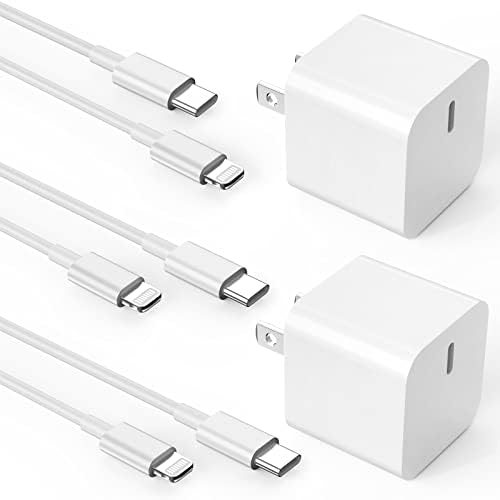 מטען מהיר של iPhone, 2-חבילות Apple MFI מוסמך מסוג C חסימת תקע קיר טעינה מהיר עם USB C באורך 3 רגל