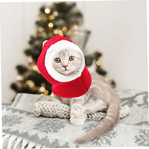 Balacoo 2PCS חיות מחמד כובע סנטה סנטס כובע סרוג כובע טבעי תפאורה כלב כובע חג המולד חג המולד כלב כובע כלב חג המולד