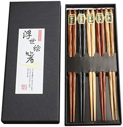 205 ווקס1 5 זוגות יפני לשימוש חוזר מקלות אכילה טבעי אשור מקלות אכילה סיני סט עץ