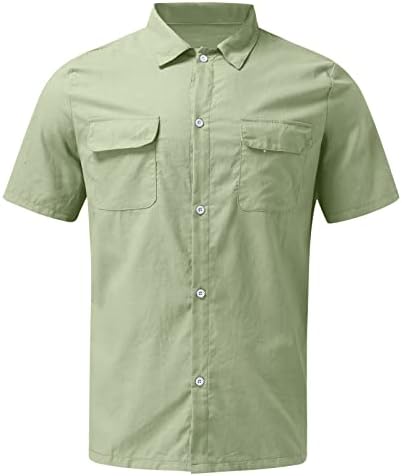 יאנגקיג'י חולצות שרוול קצר לגברים כפתור חולצה בגברים חולצות חוף לגברים בצבע אחיד חולצות מזדמנים