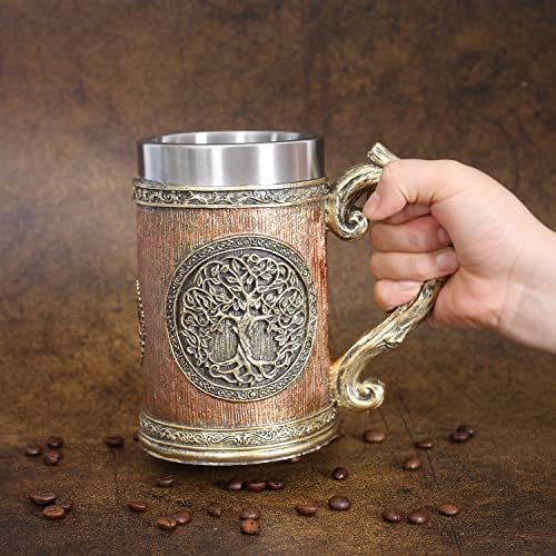 עוז 18 עוז המיתולוגיה הנורדית עץ העולם היגדרזיל באר סטיין ספל, נירוסטה עץ החיים קפה לשתות כוס