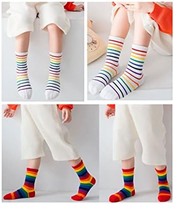 5 מארז ילדים פעוט גדול קטן בנות כותנה צוות גרבי קשת פסים חמוד כיף גרביים