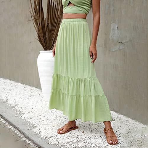 חצאיות Midi קפלים זורמים לנשים לנשים קיץ מזדמן חצאית מקסי חצאית הדפס פרחוני מותניים גבוהים נדנדה חצאית