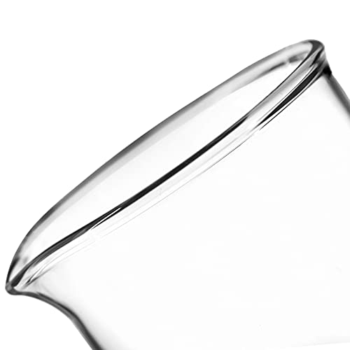 כוס, 400 מיליליטר - צורה נמוכה עם זרבובית-לבן, 50 מיליליטר סיום לימודים-בורוסיליקט 3.3 זכוכית-מעבדות אייסקו
