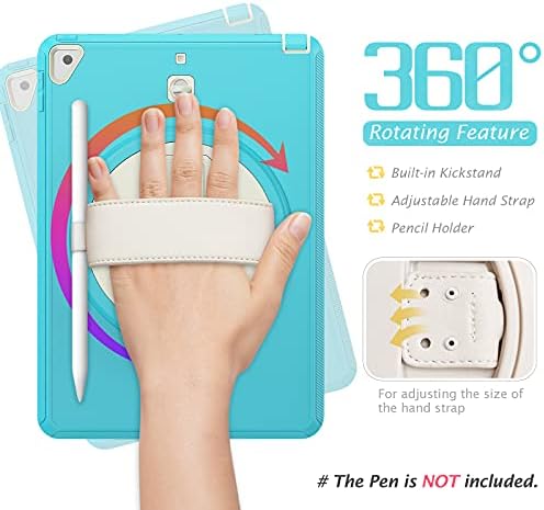 עבור iPad Pro 10.5/Air 3 10.5 מארז, מארז מחוספס מגן כבד חסום הלם, עם רצועת יד, עמדת קיק, רצועת כתפיים