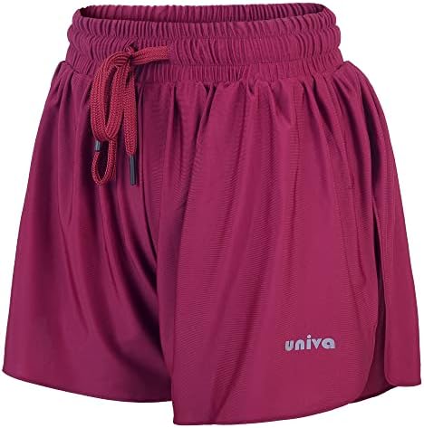 מכנסי ריצה זורמים של UNIVA 2-in-1 לנשים למותניים גבוהות במותן גבוה מכנסי כושר יוגה יוגה אתלטית עם משיכה