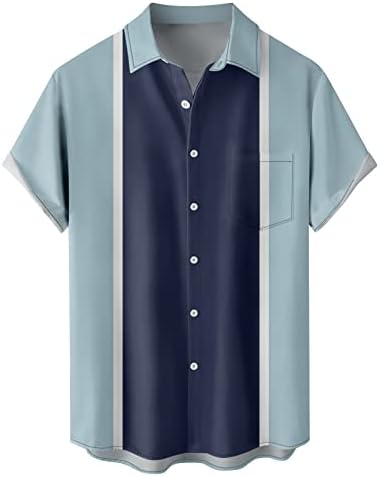 חולצה בהוואי ביפוטון לגברים, כפתור שרוול קצר של גברים למטה בכושר רגיל באולינג קז'ואל קיץ חולצות