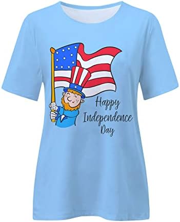 ארהב יום העצמאות חולצות גרפיות לילדות נוער קיץ סתיו סתיו שרוול קצר חולצות סטרץ 'חולצות נשים טרנדי