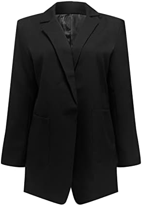 Foviguo Plus Size Size Blazer Ladie המודרני של שרוול ארוך משרד דש בלייזר בלייזר כיס רך נוצה דקה בלייזרים