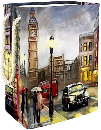 יוניסי לונדון תצוגת רחוב אנגליה ציור מתקפל כביסת עם ידיות כביסה סל גדול אחסון סל משתלת סל