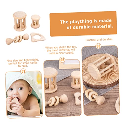 צעצועים לפעוטות מרגיע צעצועי תינוק צעצוע תינוק חושי צעצוע עץ תינוק נשכן עץ טבעת תינוק נשכן עץ פעמוני