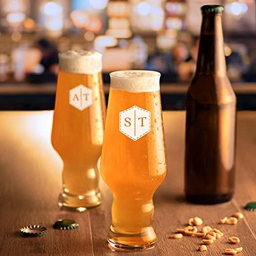 מאברטון להתאמה אישית בירה זכוכית להגדיר עבור זוג - קיבולת גדולה 13.5 עוז. כוסות-עיצוב יוצא דופן-כלי
