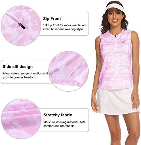 חולצת טניס ללא שרוולים ללא שרוולים של MOFIZ חולצות גולף לנשים חולצות טריקו בגדי ספורט יבשות עם
