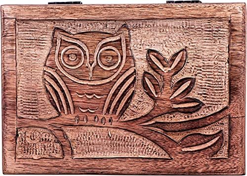 Sundershala קופסת תכשיטים מעץ גילופי יד עיצובים מעצבים אחסון מזכרת מעץ בעבודת יד קופסת חזה עץ, תכשיטים