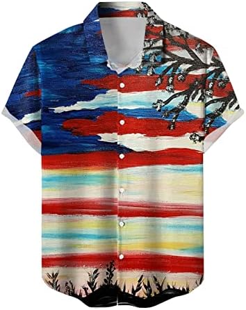 קיץ גברים חולצה גברים של מזדמן אמריקאי עצמאות יום הדפסת טלאי הדפסת חולצה קצר שרוול חולצה גברים חולצות