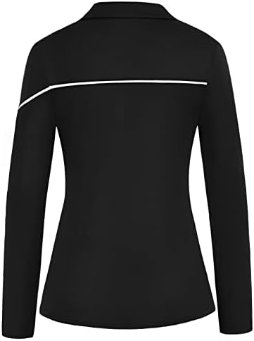 ג'ק סמית 'נשים גולף פולו חולצות יבש בכושר UPF 50+ צמרות טניס שרוול ארוך רוכסן חולצה אתלטית רזה מתאימה עם