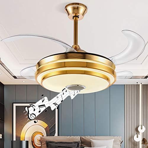 מאווררי תקרה של פיהון עם מנורות, מאוורר תקרה מודרני עם מאוורר הפיך תאורה עם תאורת תקרת LED רמקול ניתן לעמעום שלט
