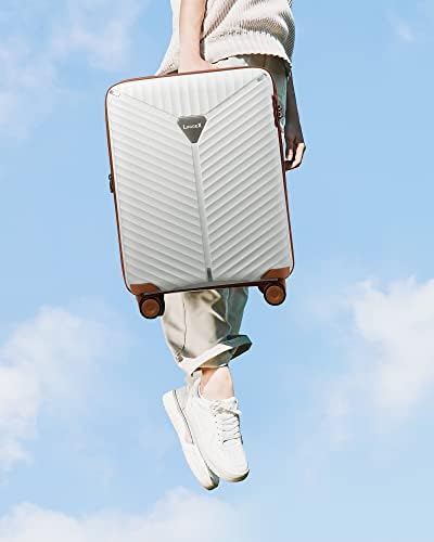 ערכות מזוודות לבנות עם גלגלים ספינר, עמ ' ניתן להרחבה לשאת על המזוודה סט של 3, נסיעות מזוודות