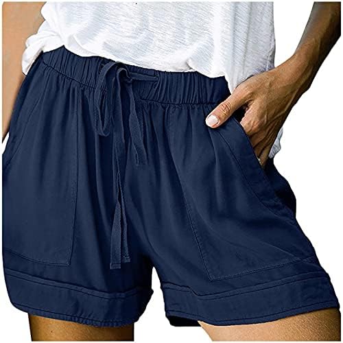 מכנסיים קצרים לנשים קיץ מזדמן בגזרה גבוהה בתוספת גודל שרוך 5 ליטר עם שני כיסי צד מכנסיים טרנדיים מוצקים