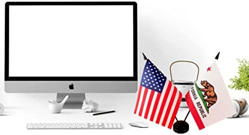 Zigvert America & California Twin Desk Flag, דגל שולחן בקליפורניה בארהב, 8X 5 אינץ 'אמריקאי וקליפורניה