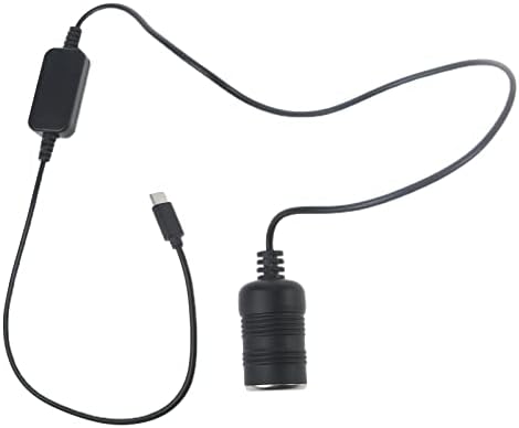 חתיכת מיומן USB C/Type-C 5V עד 12V שקע בהיר סיגריות, כבל מדרגה נקבה לנהיגה מקליט GPS מאוורר מכונית