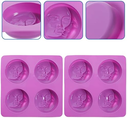 Coheali 2 pcs תבניות סבון סיליקון שמש ותבניות סבון פנים ירח תבניות מלאכה תוצרת בית