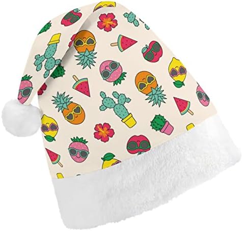 פירות טרופיים קקטוס קטיפה חג המולד כובע שובב ונחמד סנטה כובעי עם קטיפה ברים ונוחות אוניית חג המולד קישוט