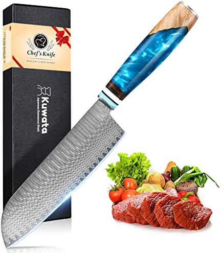 סכין סנטוקו, סכין שף של בישול חריף פלדה גרמנית בארגז מתנה, כתער חריף, עמיד בפני כתמים וקורוזיה,