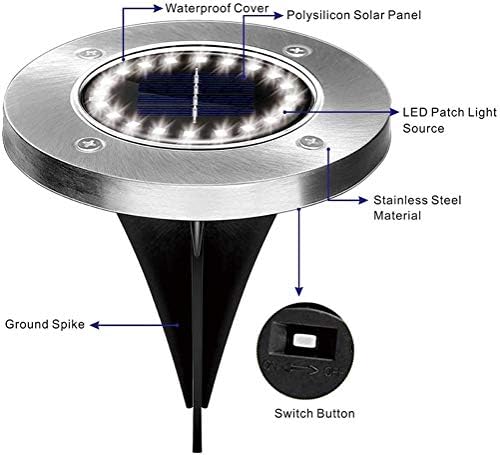 LXXSH 12 פאק סולארי מופעל אור קרקע אור אטום למים אורות סיפון אורות עם 16/20 נוריות LED מנורת סולארית לחצר