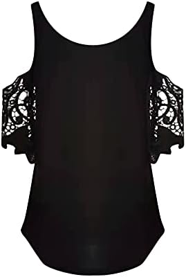 טוניקת רוכסן צווארון חולצות לנשים זורם תחרה סרוגה קר כתף חולצה חולצות מקרית רופף בכושר למעלה