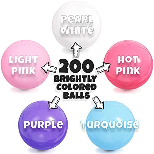 לחץ ולשחק בצבעי פסטל כדורי בור כדור לילדים, 200 מארז-כדורי מילוי מפלסטיק, פתלטים וללא תשלום, שקית אחסון רב