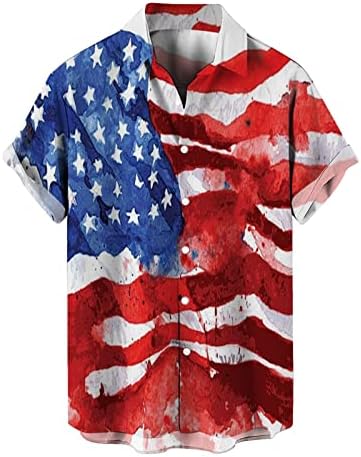 קיץ שרוול קצר דגל יום העצמאות 3 מודפס קרדיגן מזדמן חולצת שרוול קצר חולצת יוקרה לגברים