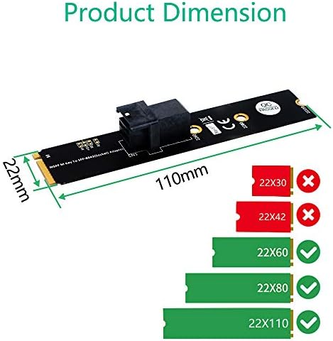 M.2 מודול עם מחבר Mini-SAS HD 36 פינים עבור U.2 NVME SSD-תמיכה באינטל 750 2.5 אינץ 'U.2 SFF SSD