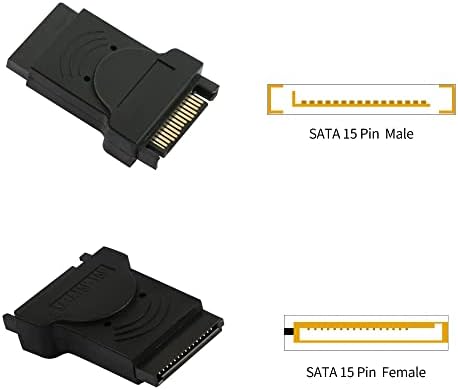 Qianrenon 2 PCS 15 פין SATA מתאם זכר לנקבה, מתאם מאריך אספקת חשמל דק עבור HDD, SSD, כוננים אופטיים, מבערי