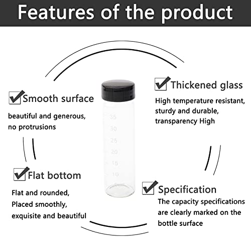 8 יחידות 40 מיליליטר בקבוקוני זכוכית עם סיום לימודים, 1.35 עוז ברור מעבדה מדגם בקבוקי זכוכית בקבוקוני