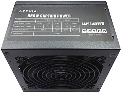 APEVIA CAPTAIN550-10 ATX אספקת חשמל עם כל הכבלים השחורים