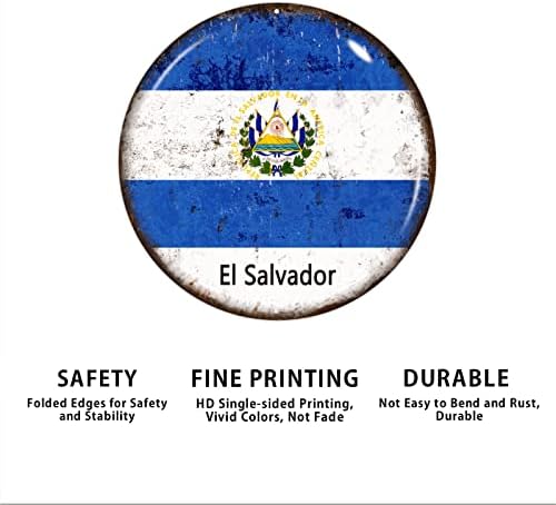 Madcolitote El Salvador שלט מתכת אל סלבדור דגל ברוך הבא שלט דלת דגל לאומי דגל קיר מותאם אישית אמנות וינטג