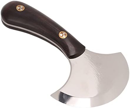 עור סכין עגול עור קוסקי פלדה חתיכה אחת טחינה סכין עגולה לעור DIY DIY וינטג 'חיתוך עץ חיתוך להב אבוני ידית מלאכה