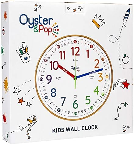 שעון למידת אויסטר ופופ לילדים - מספר זמן להוראה שעון - שעוני קיר לילדים לחדרי שינה - עיצוב קיר לחדר ילדים - שעון