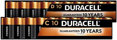 Duracell Coppertop C + D סוללות אריזת משולבת, 10 סופרים כל אחד, C סוללה וסוללת D עם כוח לאורך זמן, סוללה אלקליין