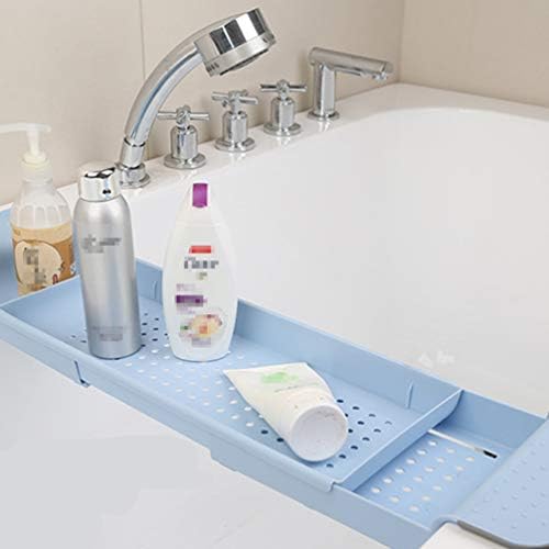 דידיסיאון נשלף מגש אמבטיה כחול ניקוז אמבטיה מדף מארגן מארגן חלול אחסון פלסטיק מדף אמבטיה אסלה מדף פלסטי