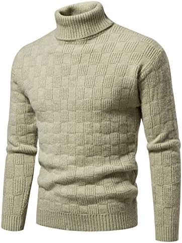 Padasso Mens Sweater Sweater, סוודר גברים סוודר צוואר גבוה בצבע אחיד סוודר תחתון דק