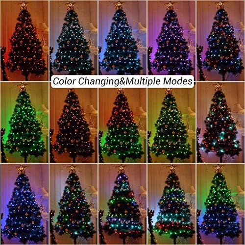 אורות פיות משתנים בצבע בריזלאבס, 66 רגל 200 אורות חג המולד לד ססגוניות עם שלט רחוק, אורות עץ חג המולד לבנים +