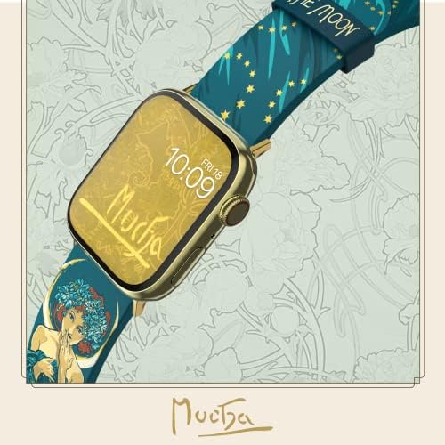 Alphonse Mucha - להקת השעון החכם של הירח - בהשראת האמן, תואם לכל גודל וסדרה של Apple Watch
