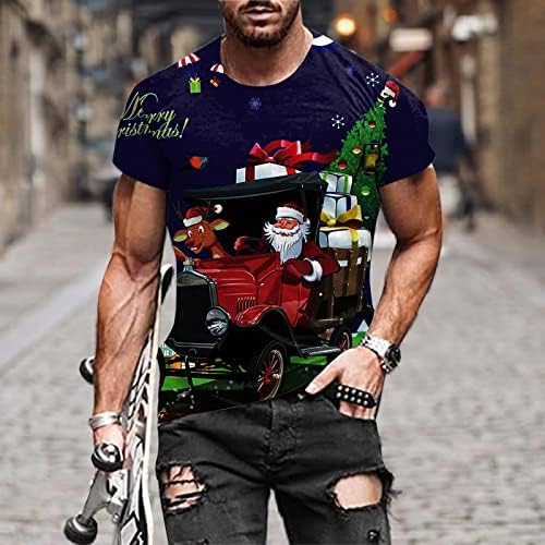 חולצות טריקו של שרוול קצר של Zddo Solider, חג המולד מצחיק סנטה קלאוס הדפס אימון אתלטי מצויד צמרות טי גרפיות